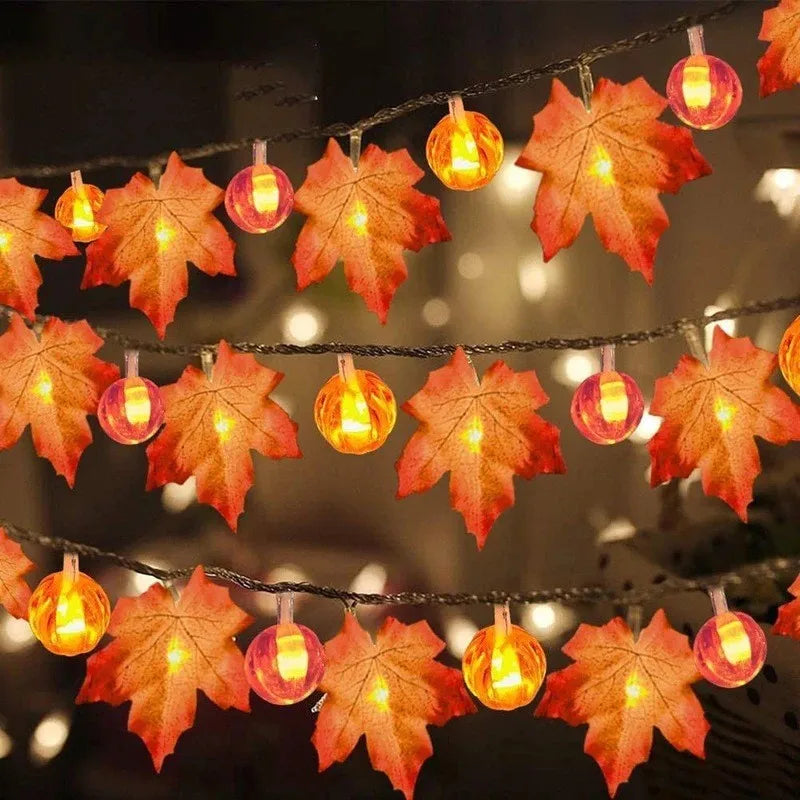 BOO-TIQUE Autumn Maple Leaves Pumpkin LED