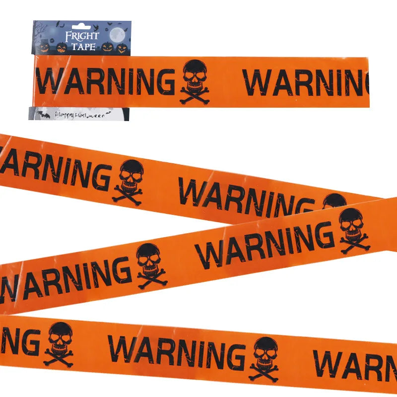 NEW 1PC Halloween Props Window Prop Warning line Plastic Skull Head Warning Tape Signs Halloween Decoration Witch Balloons lot