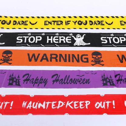 NEW 1PC Halloween Props Window Prop Warning line Plastic Skull Head Warning Tape Signs Halloween Decoration Witch Balloons lot