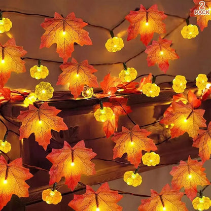 BOO-TIQUE Autumn Maple Leaves Pumpkin LED