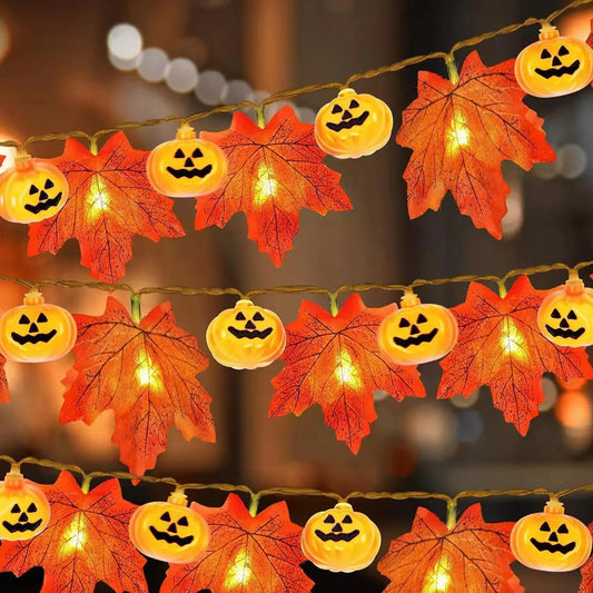 BOO-TIQUE Autumn Maple Leaves Pumpkin LED